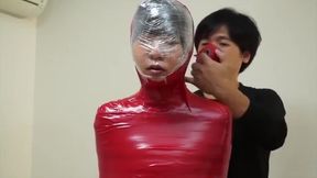 Bound Brunette&#039;s Bandage Burial: Uncensored Asian Mummification
