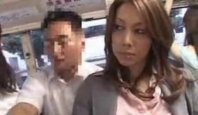 Sexy Japanese babe getting her ass touched in the public bus