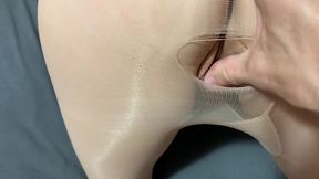 step daughter young woman in pantyhose getting fucked hard through a hole in the pantyhose. cumshot on ass