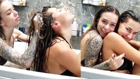 Chloe washes Nastya's hair with shampoo