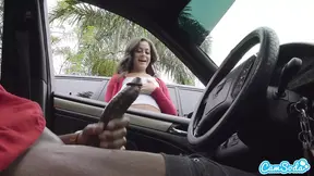 Dick Flash! Cute Teen Gives Me Hand Job in Public Parking Lot after She Sees My Big Black Cock