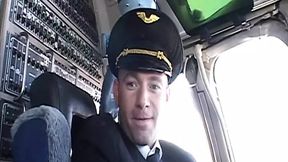 Naughty&#x1F608; captain devours luscious blonde air stewardess on plane