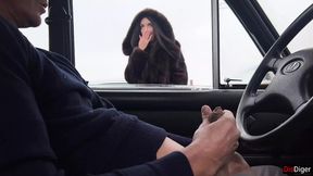 Stranger Vixen Masturbates & Sucks My Rod Through A Car Window In Public Lot