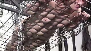Sexy babe suspended got her pussy stimulated with candles