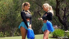 Cheerleaders Adriana Sephora and her busty GF lick each others pussies
