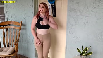 Ami Mercury pissing flesh colored leggings tights omorashi