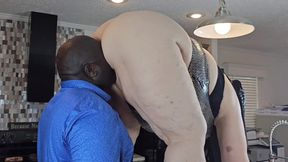 Slurping tongue invades massive booty after sandy escapade-BBW GGGG, facesitting, creampie, POV, raw