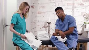 Masseuse Kyler Quinn tries to suck colleague's BBC for the 1st time
