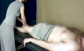 Hot Massage Leads to Awesome Cock Stroking and Ejaculation