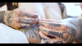 burlesque tattoo beauty with big boobs gives anal fuck with strap-on (goth, punk, alt porn) zf033
