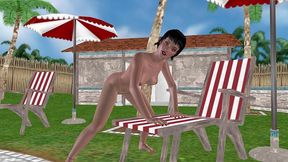 3d animated sex videos: beautiful girl masturbating with a cucumber