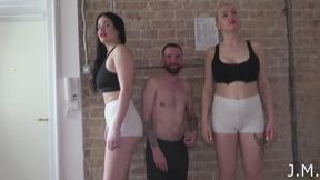 Women in a challenge with a man