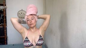 wrapping my hair in a towel