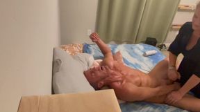 Hands-free prostate massage, explosive male climax&#x1F680;, sizzling seduction by a lusty lingerie model