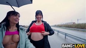 Yenifer and Athenea Ride Emilio�s Huge Cock in Outdoor Threesome!