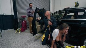 Beautiful big-boobed brunette Cassidy Banks is having sex in the garage