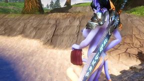 futa draenei fucks a girl s ass next to a lake - warcraft porn parody