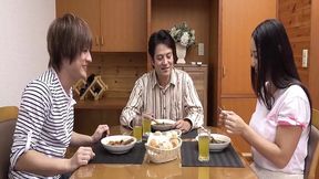 Blowjob and gangbang with horny🥵 teacher's student and me, her ex's wife, in the kitchen