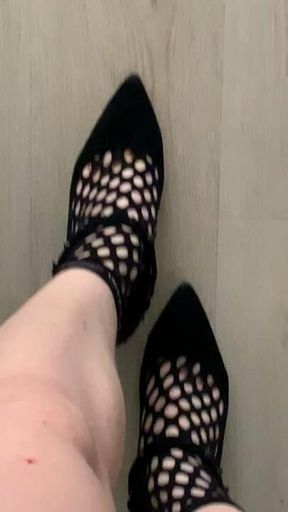 Fish net socks and heels
