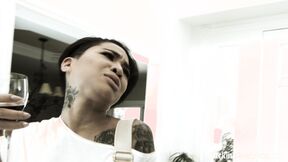 Black Honey Gold Rides a Big White Dick