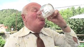 German woods witness grandparents' torrid tryst as grandma's mature body yields to grandpa's lusty thrusts