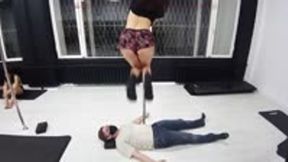 Moscow multitrampling training VII (full): long facestanding & reaching for emergency call & lethal jumping & under pole dance shoes & boots trampling