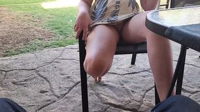 Hot Blonde Flashing Her Pussy While I Watch and Jerk off