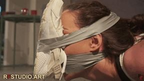 Marie B - Captured, Hogtied, Gagged with Her Own Socks and Smothered with a Sneaker (FULL HD MP4)