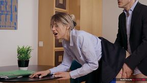 cute young trainee elena vedem s job interview