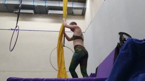 practicing  candycane  on silks