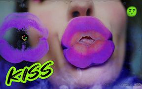 Hottest Goth Girl Kisses with Plump Purple Lips and Spit Fetish
