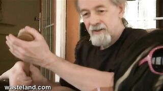 Dungeon BDSM Sex Master Spanks Pretty Gal Over Knee and Paddles With Spoon