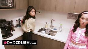 Tired of Her Bratty Behavior, Stepdad Shows Her Who's Boss in the Office