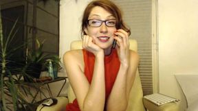 Redhead in Red Dress Talking on Phone