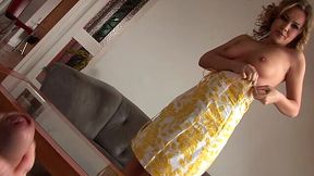 Cheesecake Russian whore gives a head to strain dick in pov