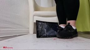 Mila mercilessly destroys her ex roommate's tablet
