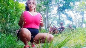 Sexy Juju Stuffs Balloon Boobs And Butts And Dances In The Jungle
