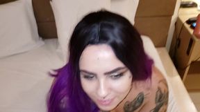 casting interview converts into a fetish mini-serie with suicide girl - episode 2: blow job with split tongue and deepthroat