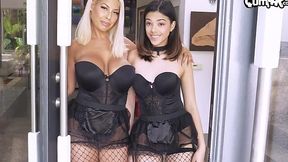 Halloween Creampie Swap with Latina Stepmom and Stepdaughter