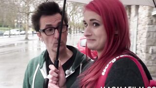 Red Haired amateur skank gets her first double penetration
