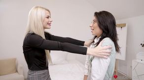 Brunette vs Blonde: Shy Nerdy Teen Turns To Hot Lesbian - Lilly Bella
