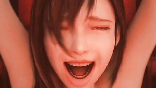 Cartoon 3D Tifa bound up into a tickling machine