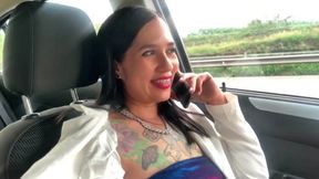 My boss challenged me and I did it! Masturbating in the car on the highway