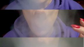 Pov- Close-up - Marlboro 100s - Open mouth Inhales and open mouth exhales - Coughing