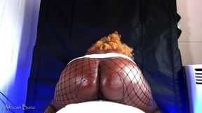 Balls Deep Anal Dildo Riding - Ebony Stepsister Fucking on Her Lunchbreak
