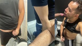 engole minha rola no banheiro seu safado, de joelhos ele aceita ser dominado.