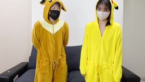 Asian Brunettes: Pikachu &amp; Eevee&#039;s Strapon Webcam Fun