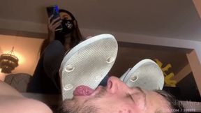 Special Care for My SLIPPERS - HUMAN FOOTSTOOL & DIRTY SOLES LICKING (1080 HD)