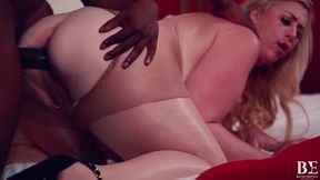 Interracial make-up sex BBW blonde BBC ripping off her pantyhose feat Lila Lovely and Will Tile