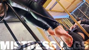 Slave In Cage Obediently Worship Mistress Boots And Dirty Bare Feet (Single Cam MP4 HD)